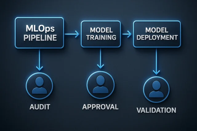 Human oversight integrated into the MLOps lifecycle with checkpoints for validation and governance.