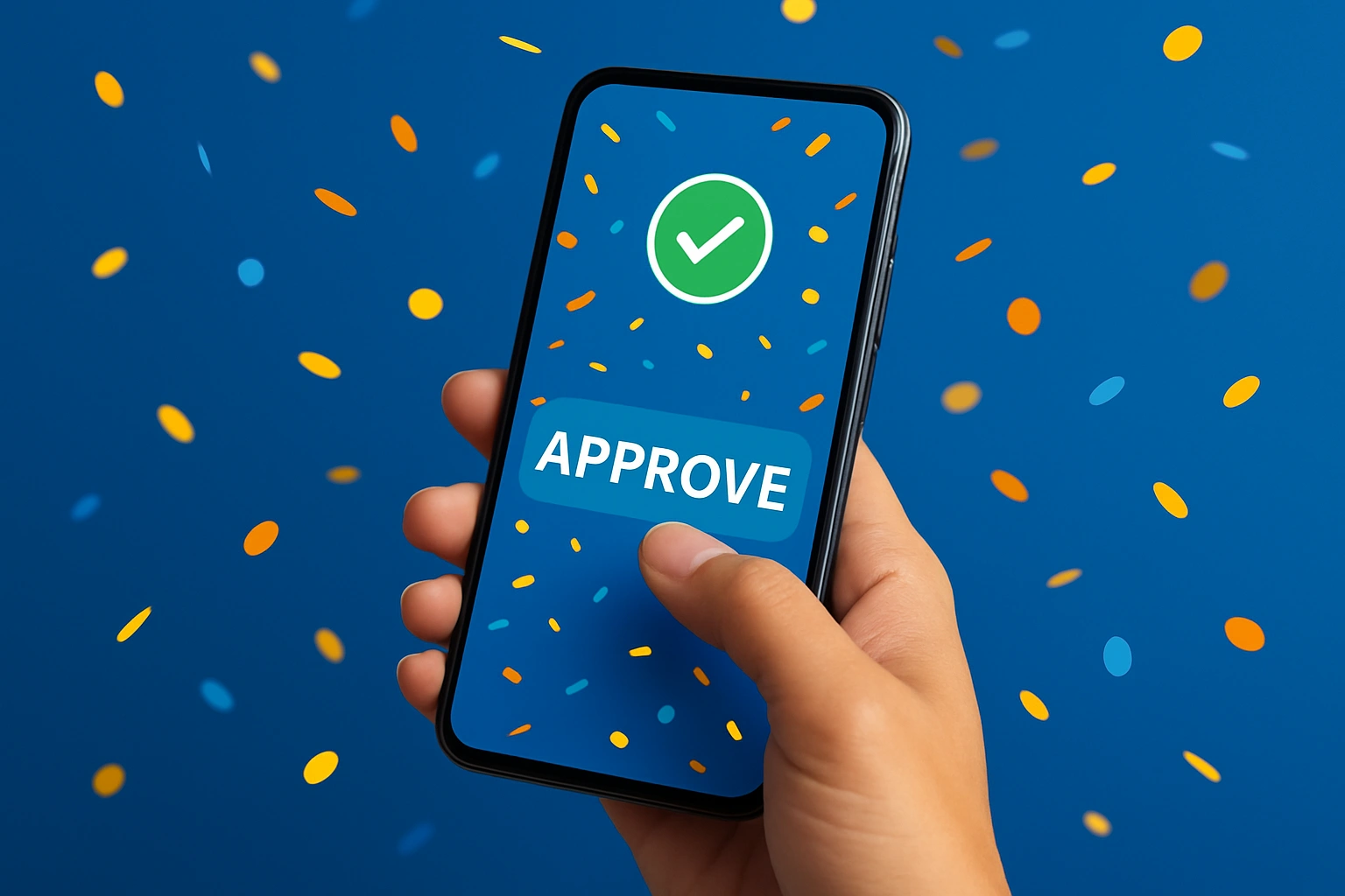 User receives instant, AI-powered approval in a FinTech app with a trust badge.