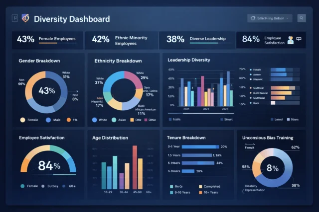 DEI metrics dashboard in HR technology platform.
