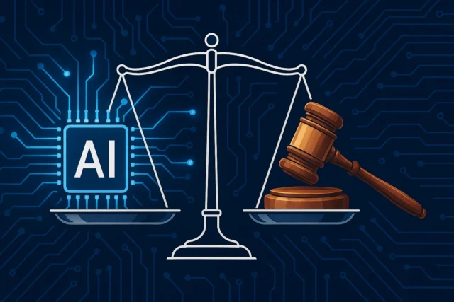 Illustration contrasting technological innovation in Fin Tech AI compliance with ethical and legal accountability