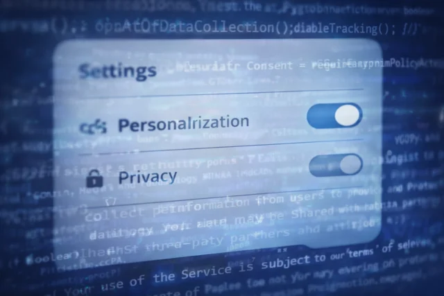 Privacy settings interface suggesting control but hiding AI-driven customer experience mechanisms
