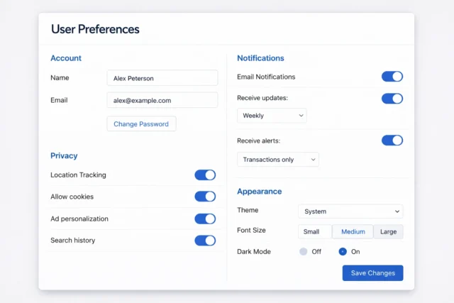 customer experience design with transparent user control settings