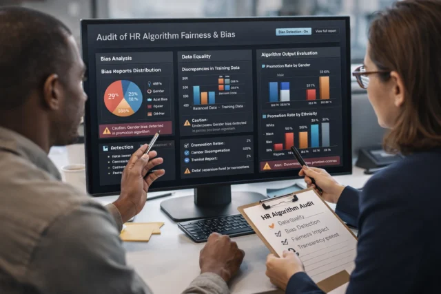 Audit process of HR technology algorithms to prevent inequality in HR analytics.