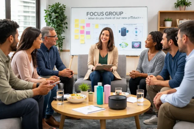 Market Research team studying customer satisfaction through qualitative insights