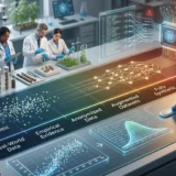 A wide-angle, conceptual illustration of a research laboratory featuring a glowing "sliding scale" interface that transitions from authentic, real-world data to fully AI-generated simulations. On the left, human researchers analyze empirical evidence, while on the right, a robotic hand adjusts a slider toward a digital neural network, representing the balance of synthetic data in market research.