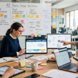 First-time researcher reviewing AI focus group setup checklist on laptop showing beginner-friendly platform interface
